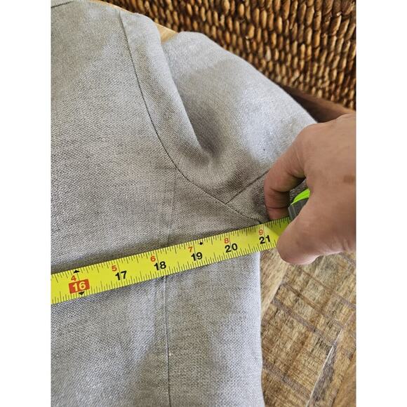 Eileen Fisher Linen Blend Gray Silver Metallic Shimmer Blazer Women's Size M - Picture 11 of 11